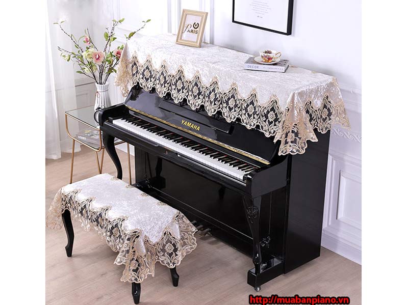 Khăn phủ đàn Piano ren kết hợp vải lụa